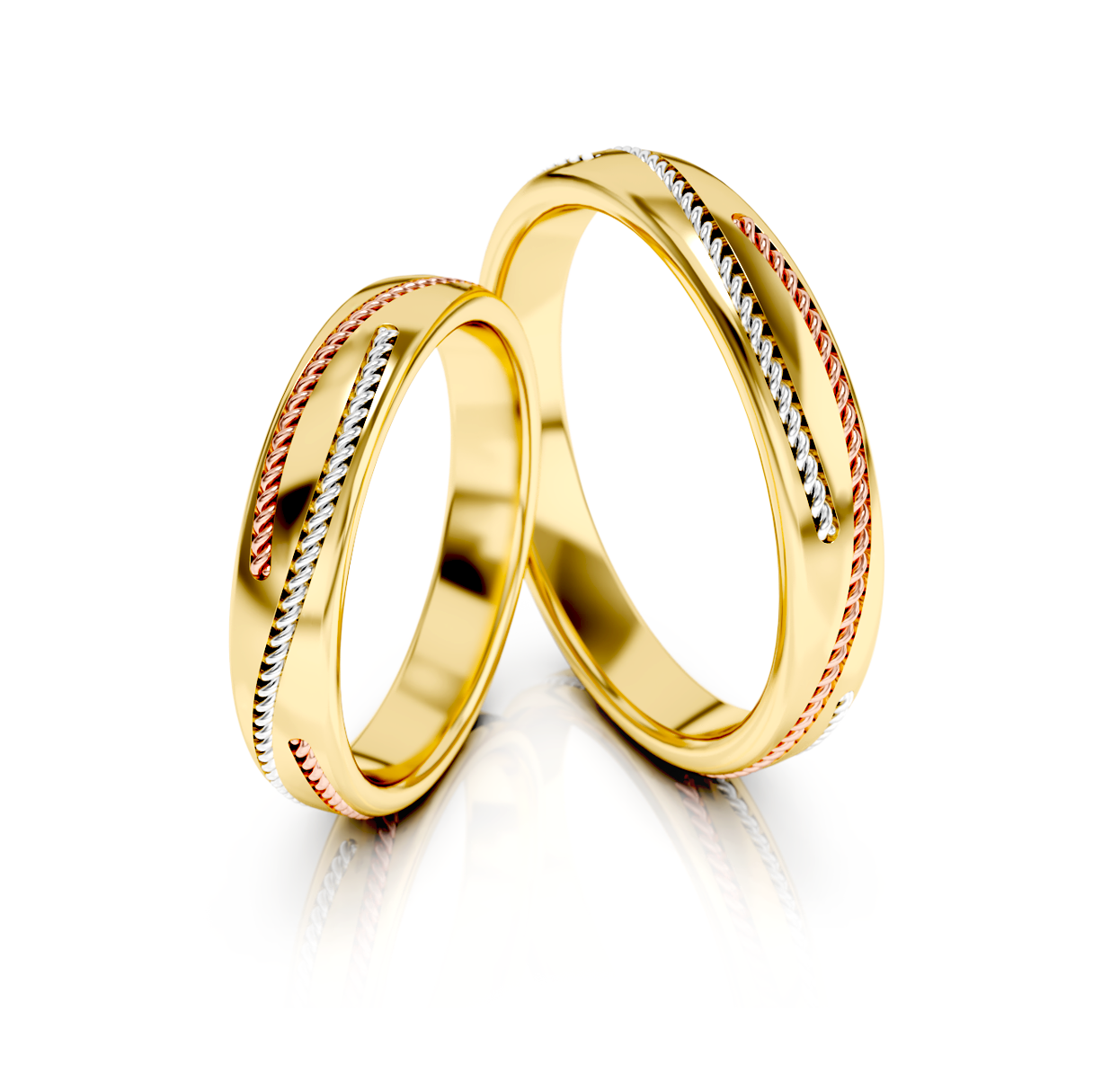 Trouwringen Tricolor Goud model 53236 | Geelgoud, Witgoud en Roségoud