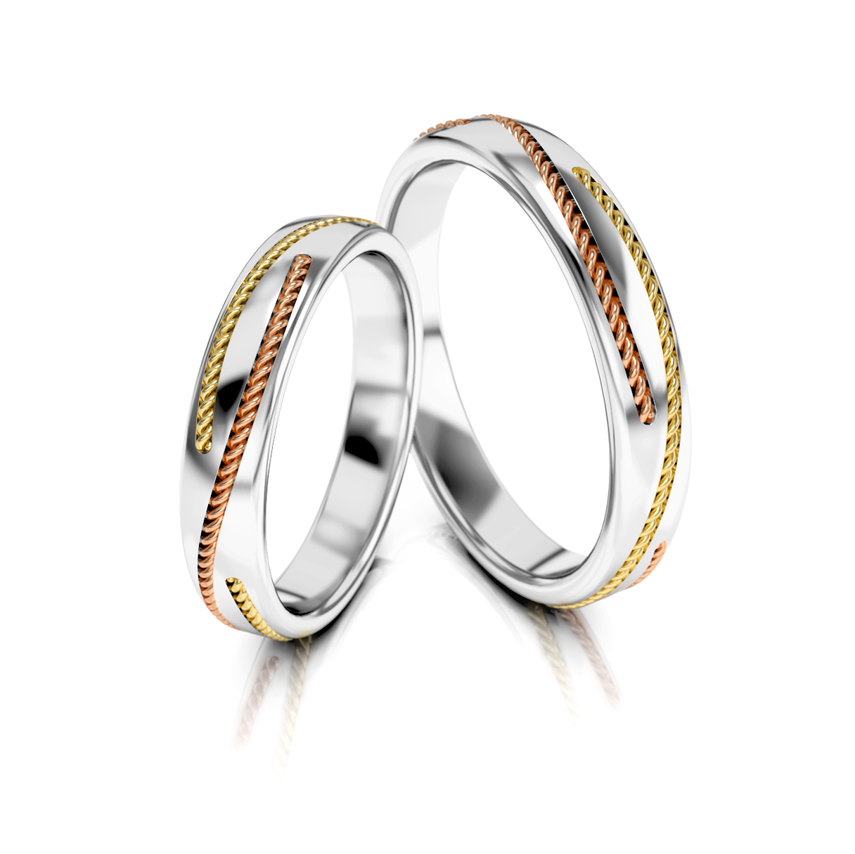 Trouwringen Tricolor Goud model 53236 | Witgoud, Geelgoud en Roségoud