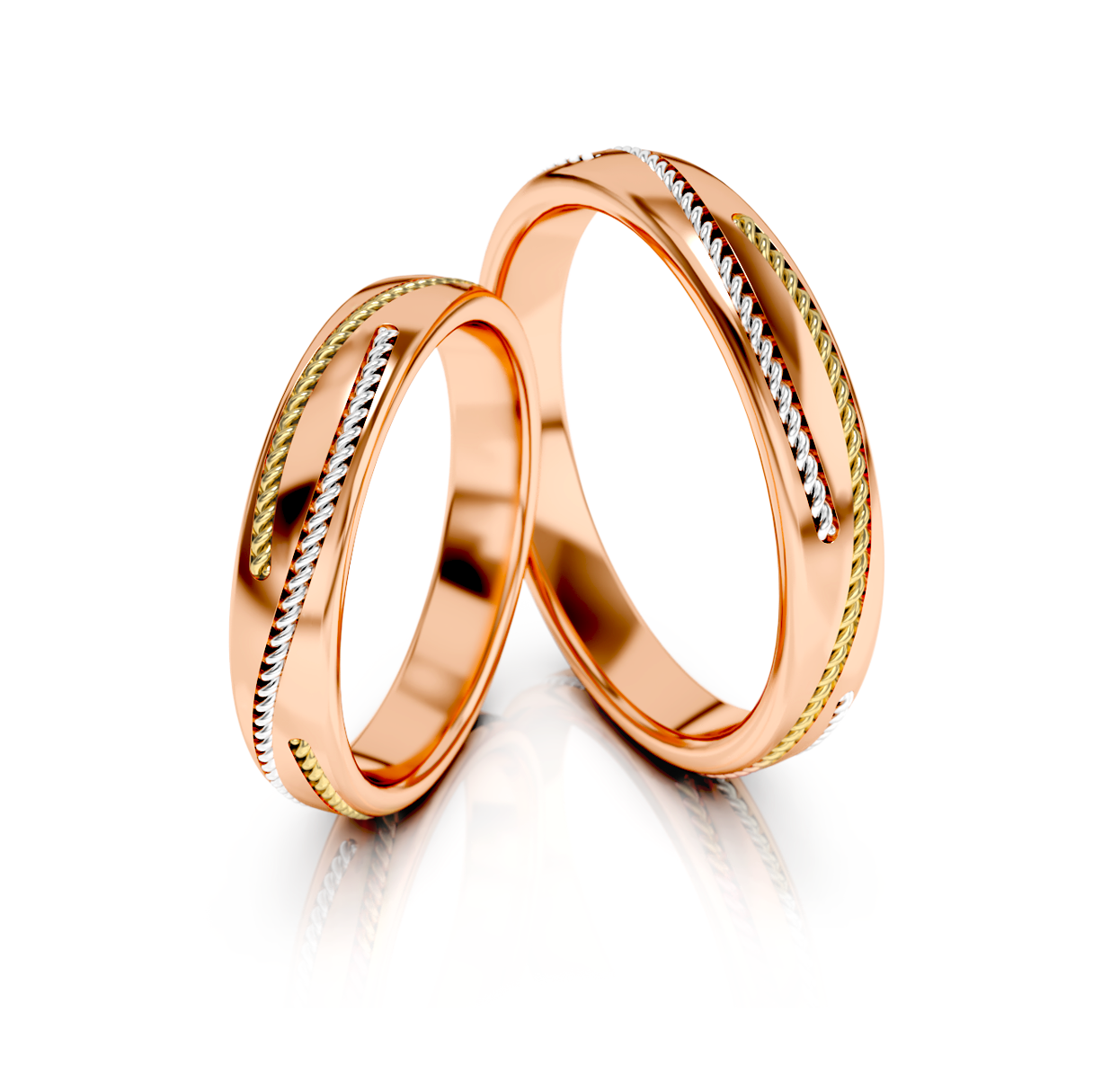 Trouwringen Tricolor Goud model 53236 | Roségoud, Geelgoud en Witgoud