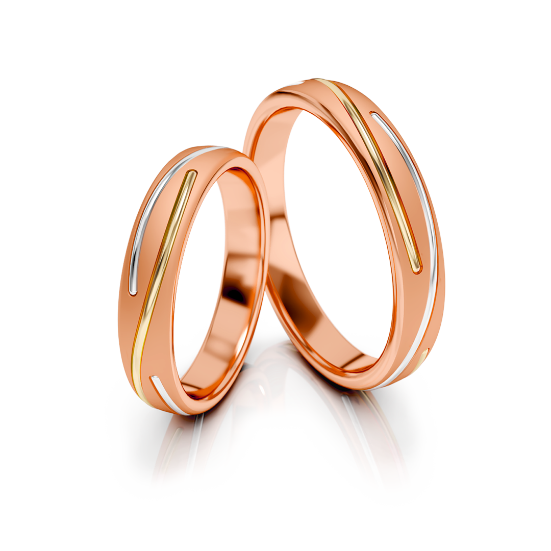 Trouwringen Tricolor Goud model 73248 | Roségoud, Geelgoud en Witgoud