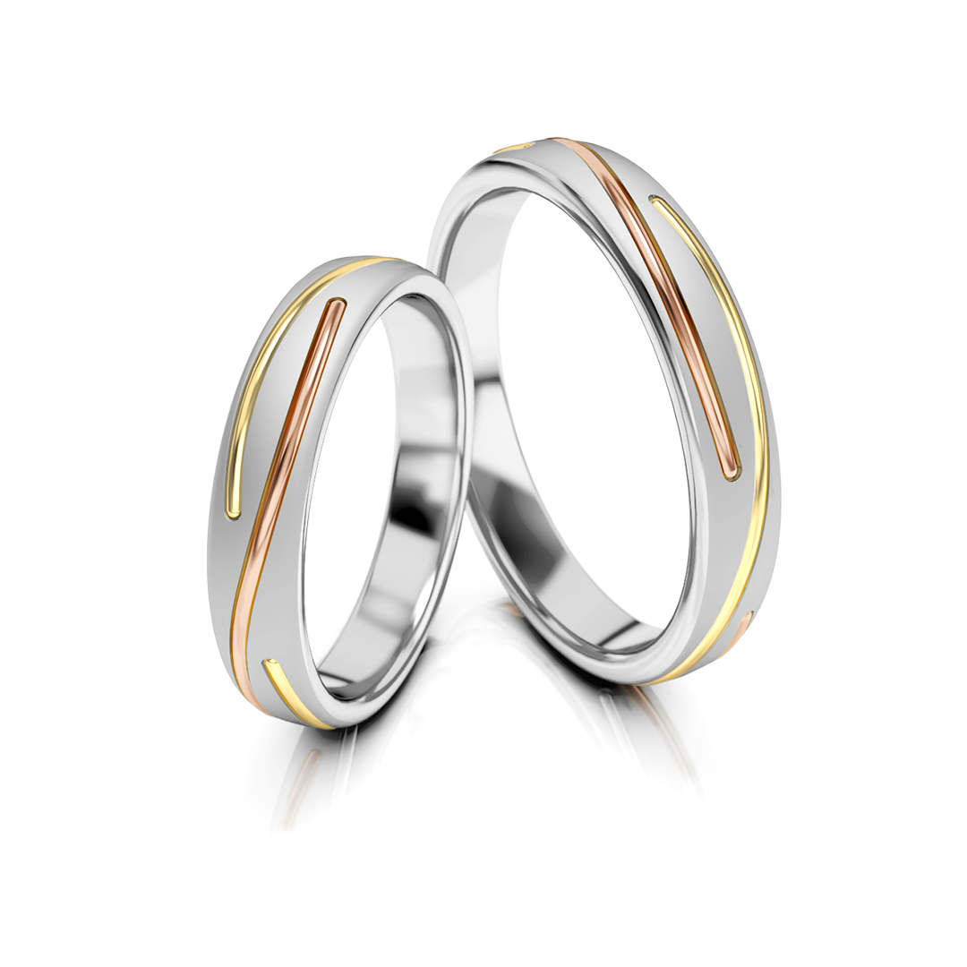 Trouwringen Tricolor Goud model 73248 | Witgoud, Geelgoud en Roségoud