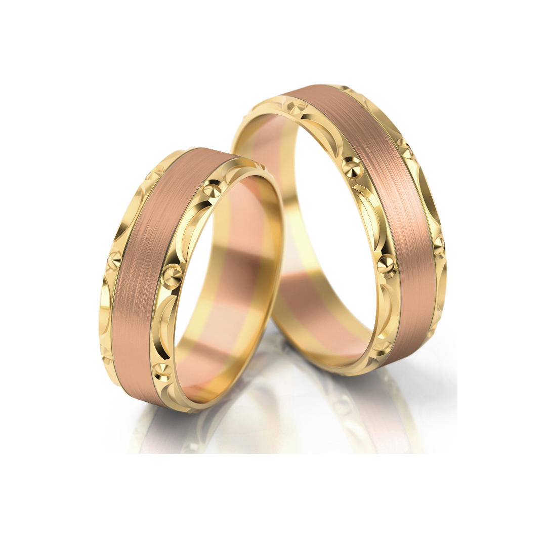 Trouwringen Goud model 71517 | Roségoud met Geelgoud