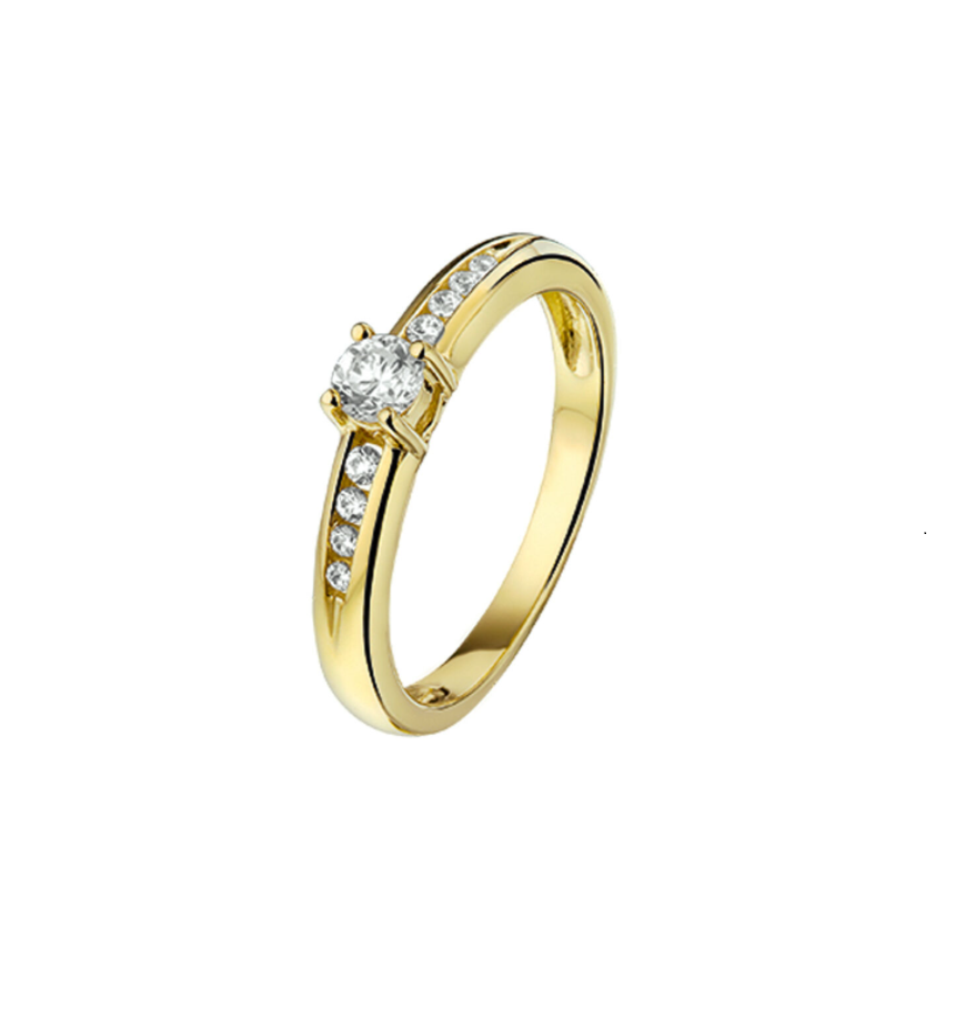 Ring 14 karaat goud briljant model 255
