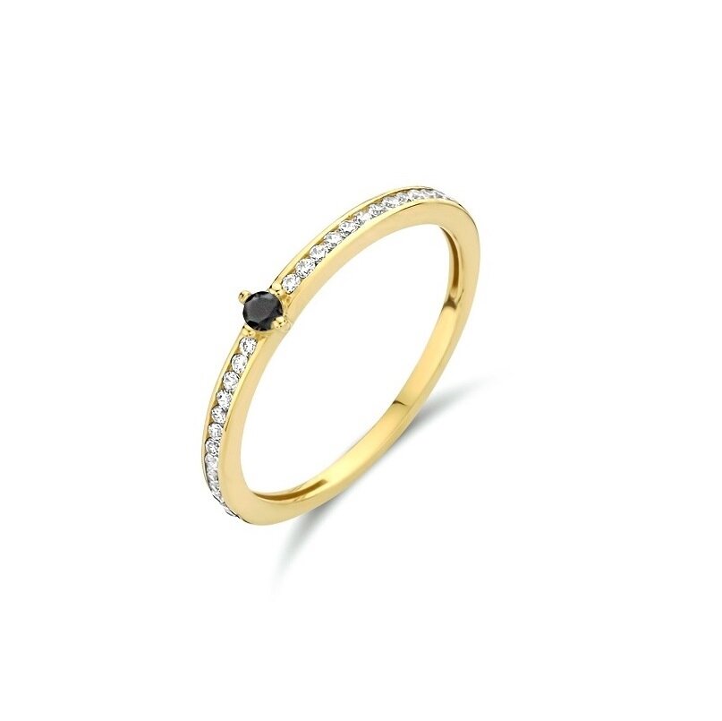 Ring 14 karaat goud briljant zwart & transparant model 279