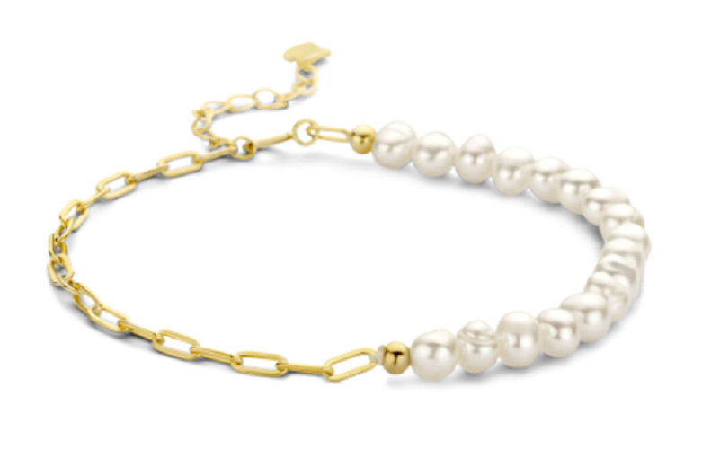 Armband parel paperclip gold plated model 13E