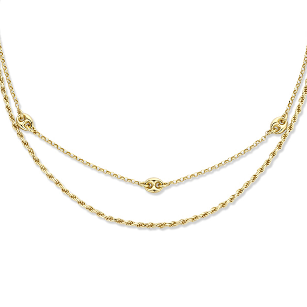 Halsketting koffieboon gold plated model 6E