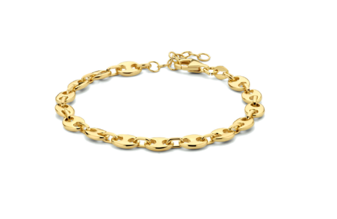 Armband jasseron & paperclip gold plated model 12E