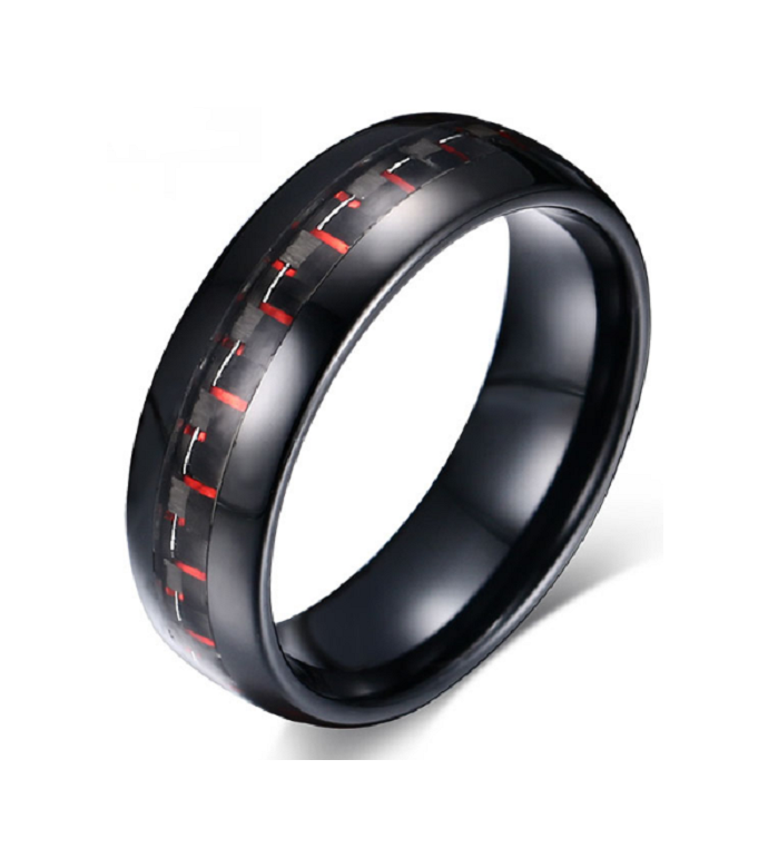 Ring wolfraamcarbide zwart & rood model 71