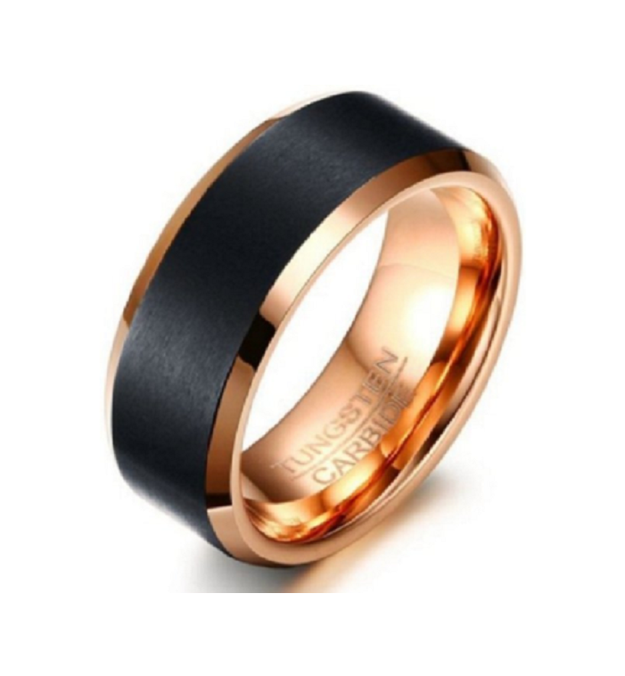 Ring wolfraamcarbide zwart & rosé model 109