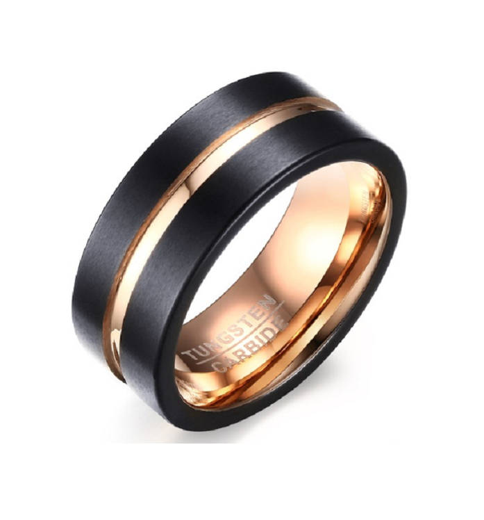 Ring wolfraamcarbide zwart & rosé model 95