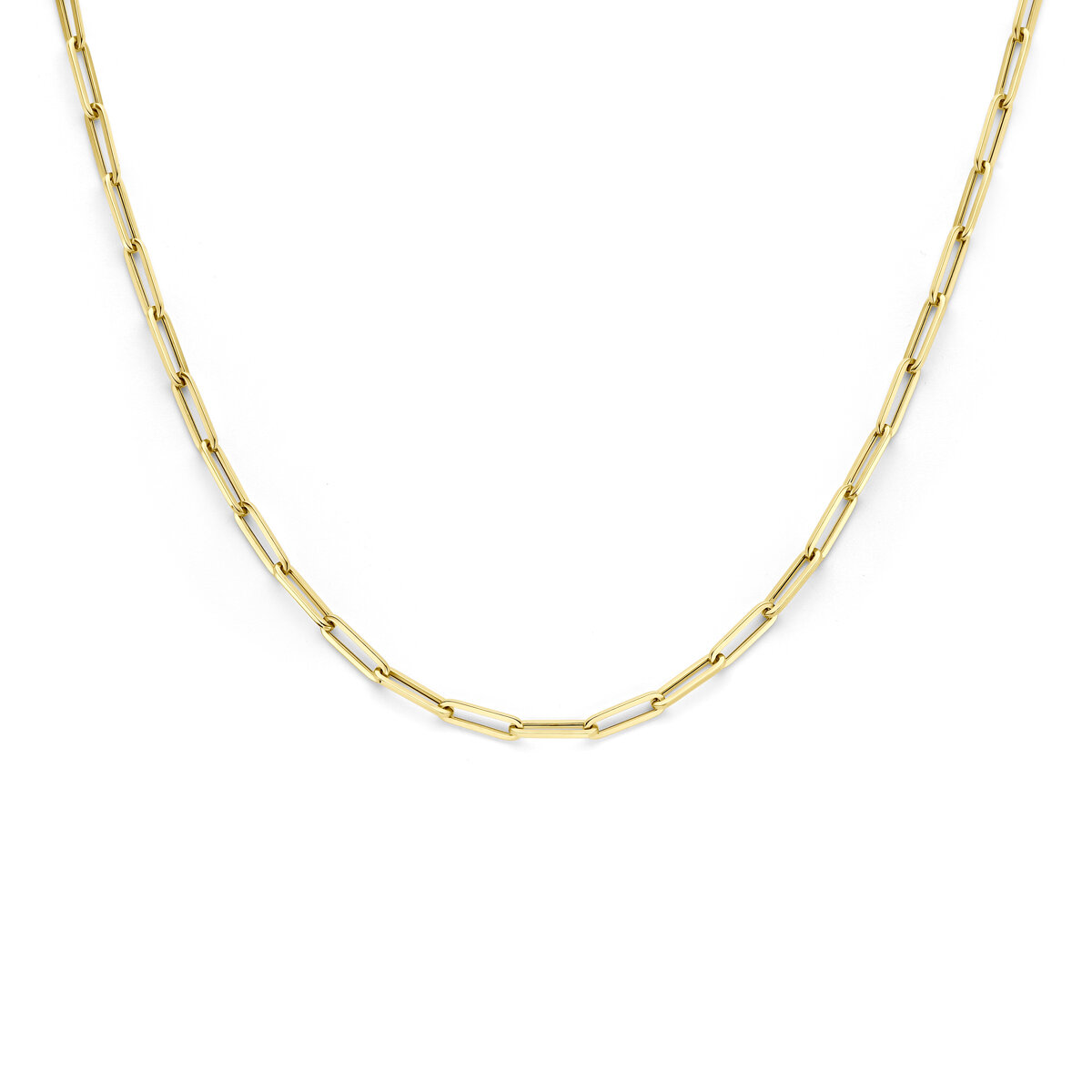 Halsketting 14 karaat goud paperclip 3 mm. model 2C