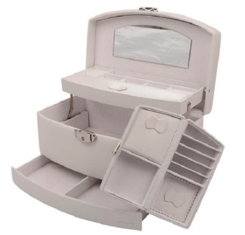 Sieradendoos wit kunstleer met GRATIS reisetui