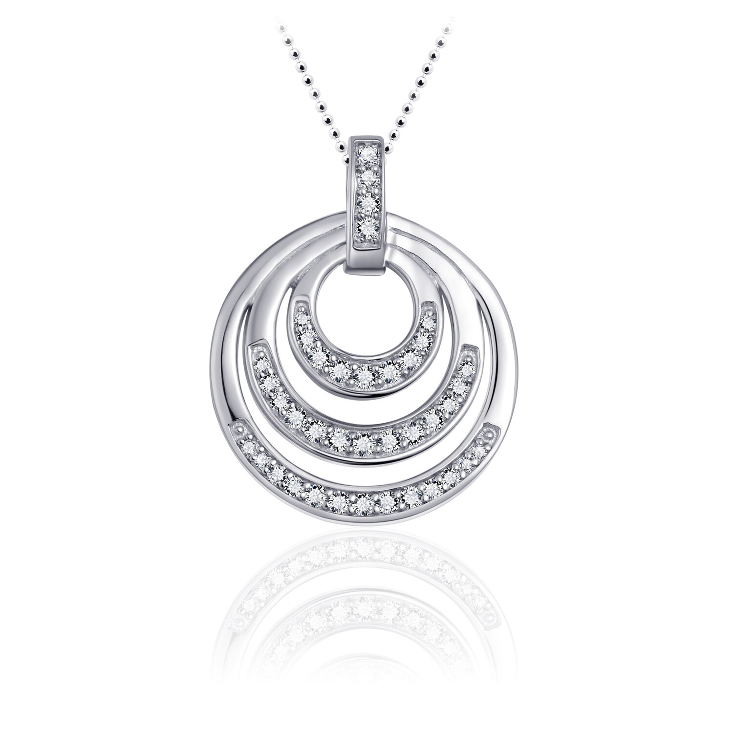 Halsketting 925 zilver hanger rond belegd zirkonia's model EN