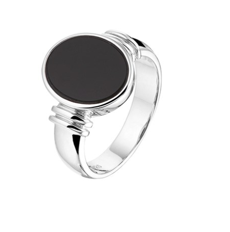 Zegelring 925 zilver zwarte onyx model 266
