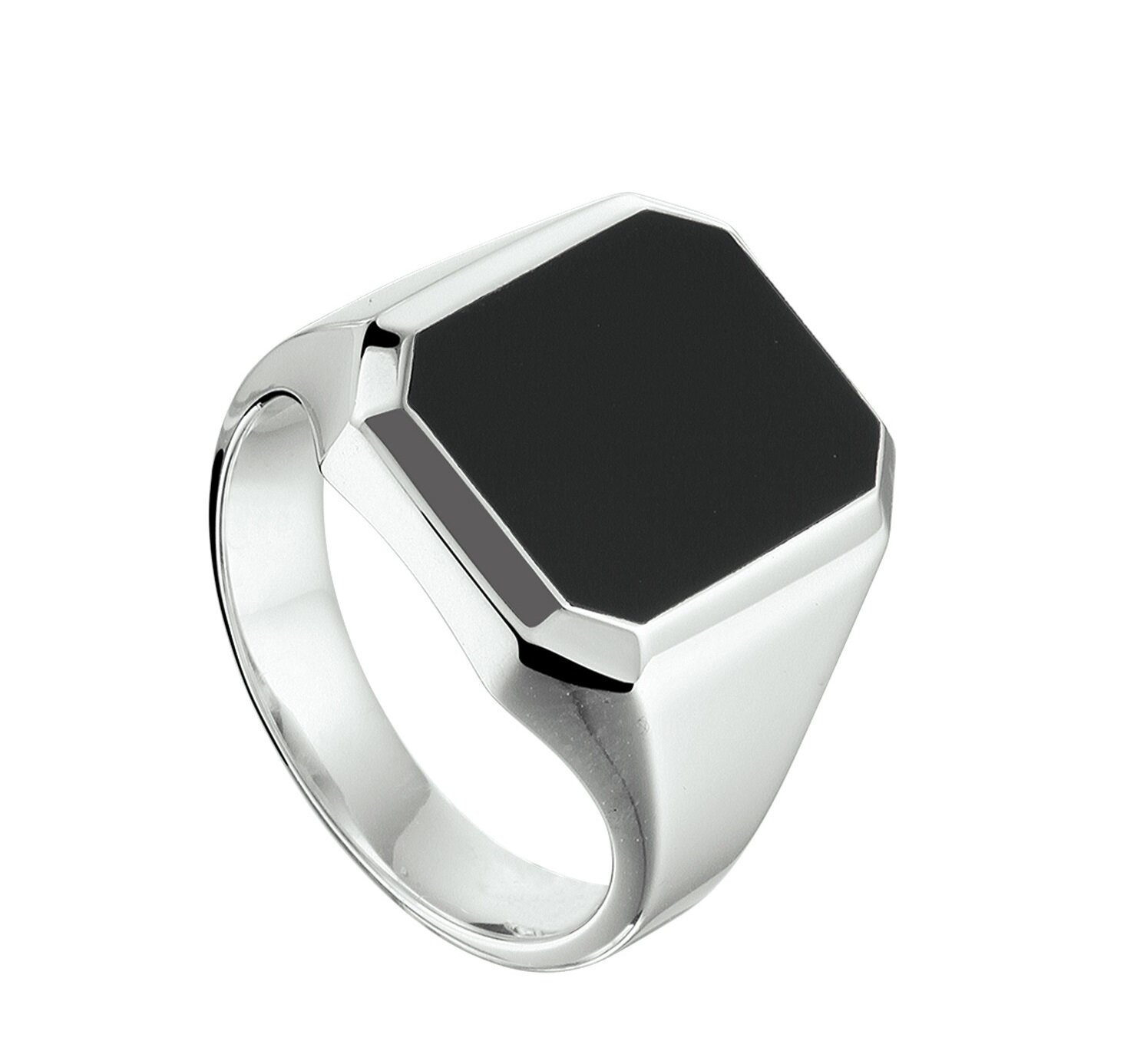 Zegelring 925 zilver zwarte onyx rechthoek model 268