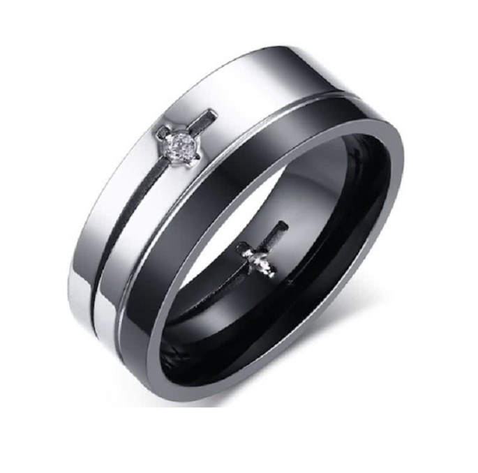 Ring zwart & staal zirkonia model 88