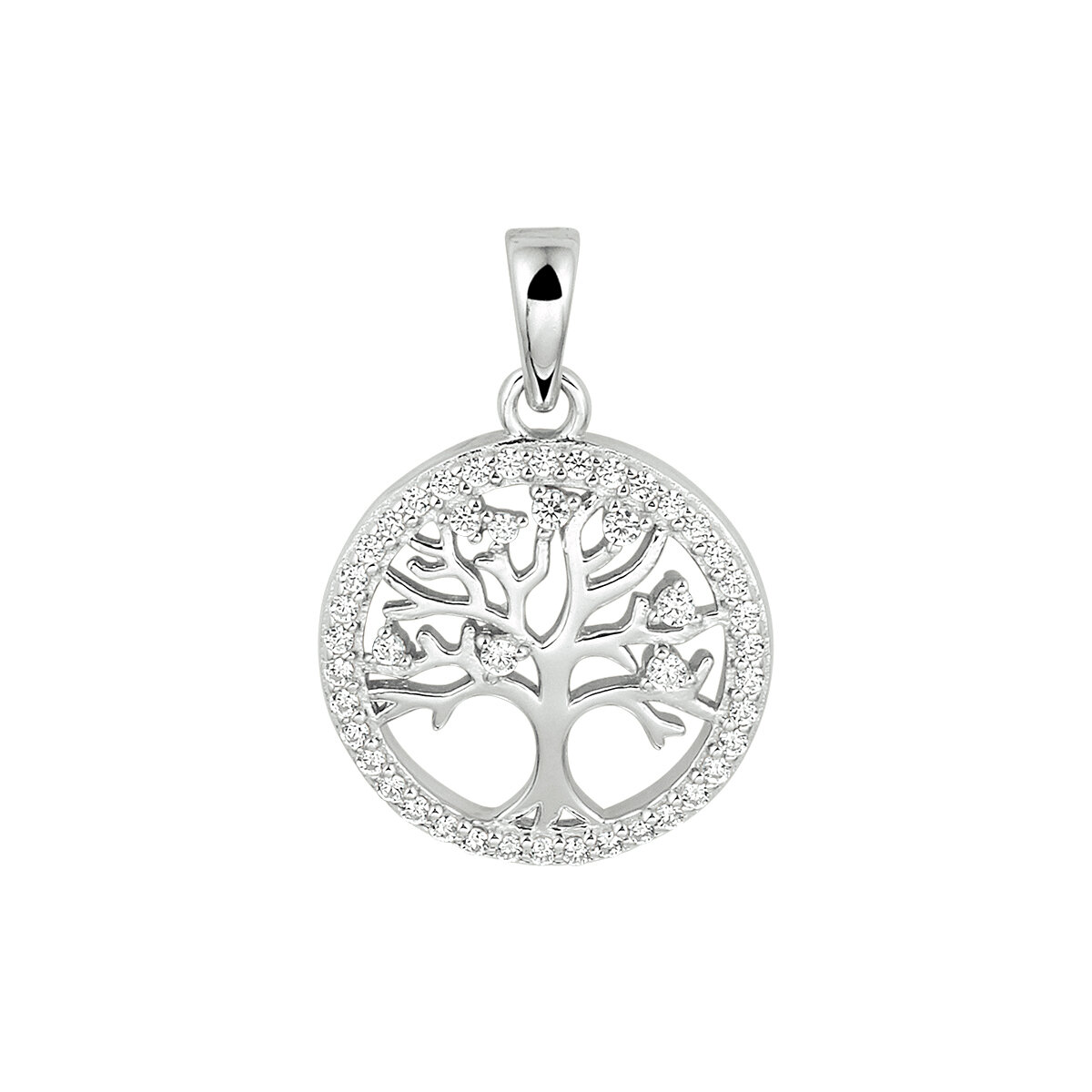 Halsketting 925 zilver hanger levensboom zirkonia model HY