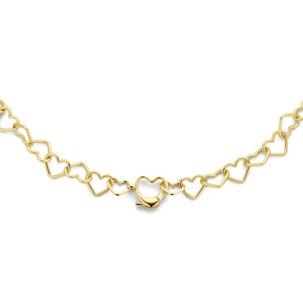 Halsketting gold plated hartjes schakels model JW