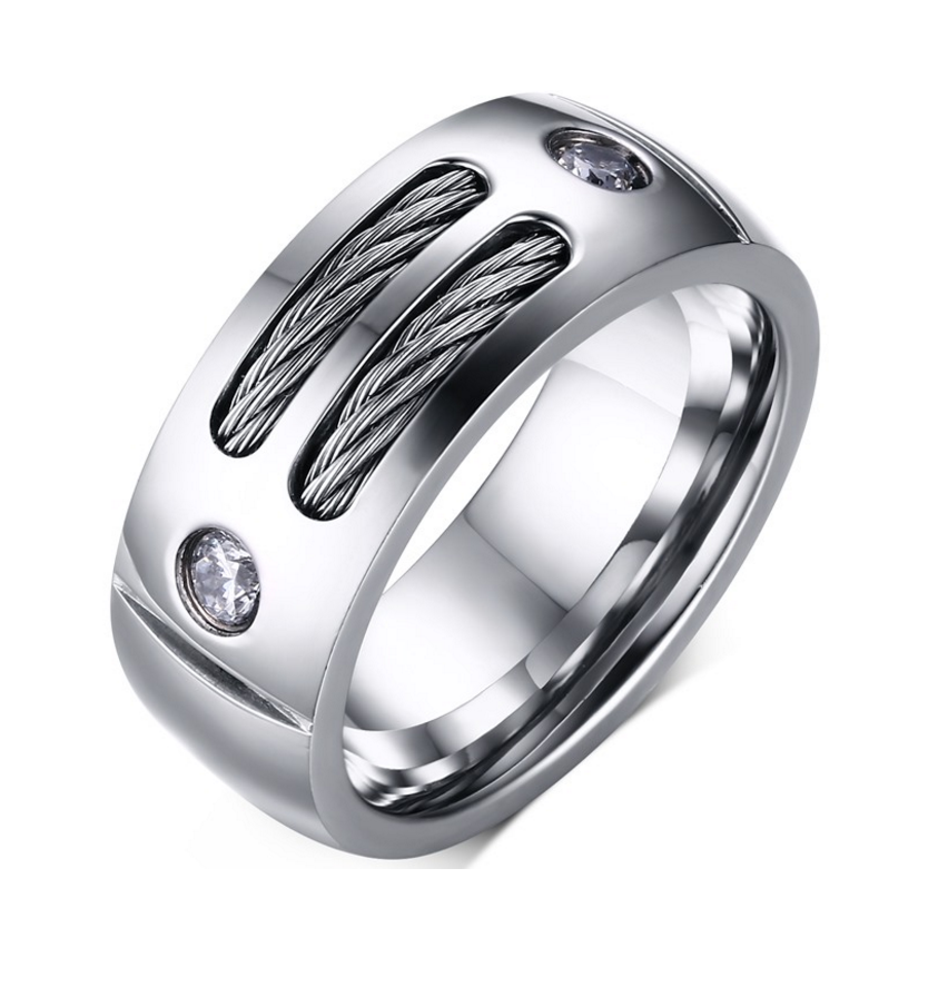 Ring staaldraad zirkonia model 74