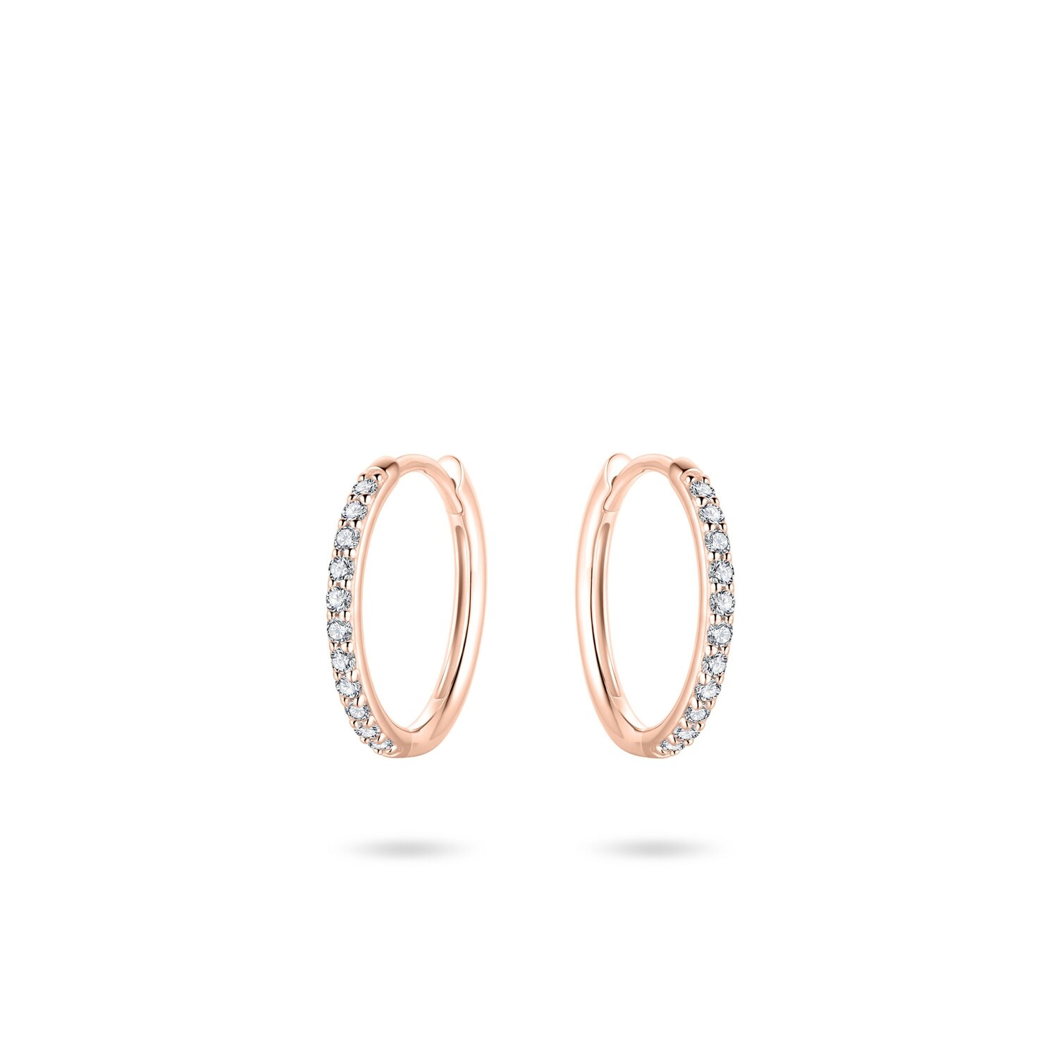 Oorbellen 14 karaat rosé goud briljant 20-1 mm. model IJ