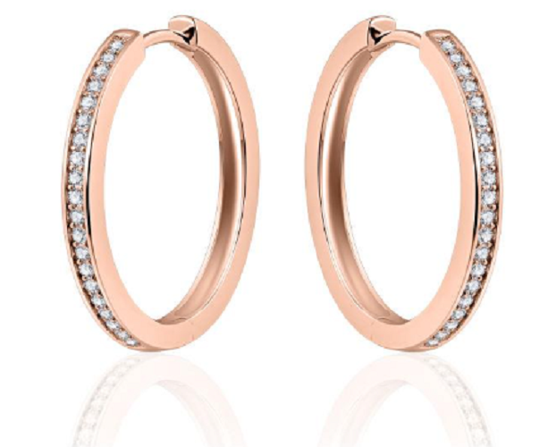 Klapoorbellen zirkonia rosé plated model IB