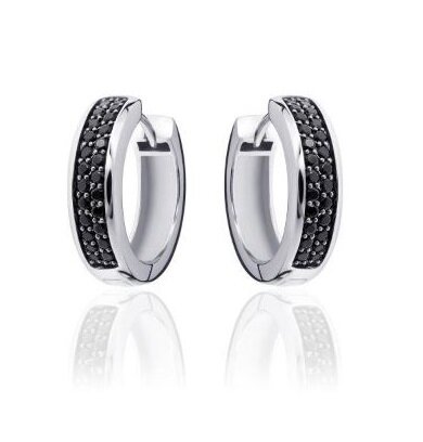 Klapoorbellen 925 zilver zirkonia zwart model IE