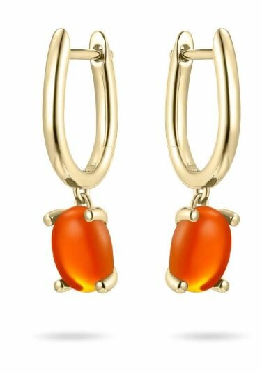 Klapoorbellen oranje hanger zirkonia gold plated model HV