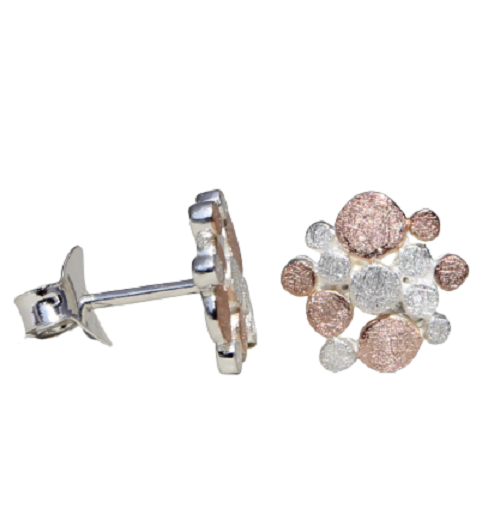 Oorstekers bicolor 925 zilver & rosé verguld model FD
