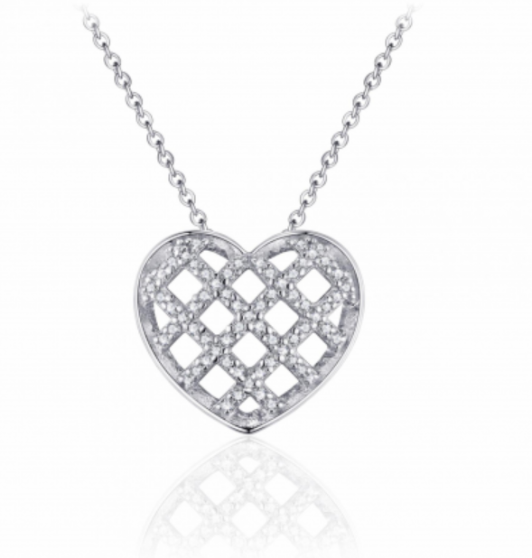 Halsketting 925 zilver hanger hart zirkonia model IW