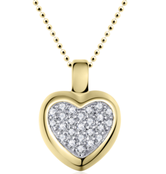 Halsketting gold plated hanger hart zirkonia's model IT