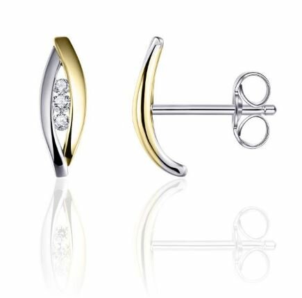 Oorstekers 14 karaat geelgoud & witgoud Swarovski ® zirkonia model 156