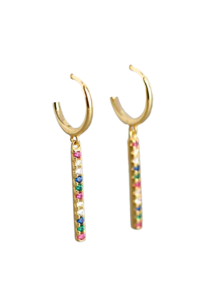 Oorbellen staafje gekleurde zirkonia model HI