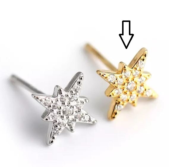 Oorstekers ster zirkonia gold plated model HN