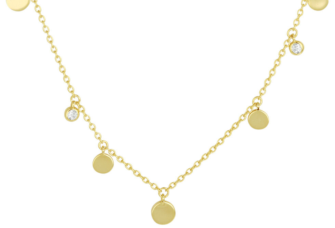 Halsketting rondjes & zirkonia's gold plated model BR