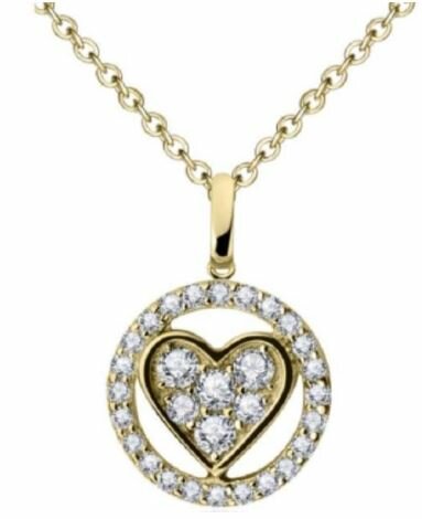 Halsketting 14 karaat goud hart en zirkonia's model D