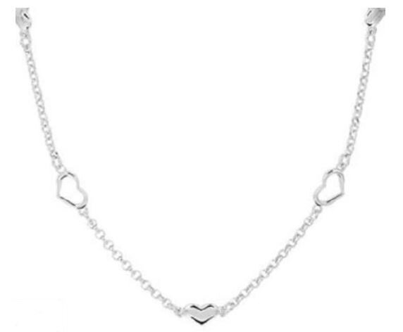 Halsketting 925 zilver hartjes model Q
