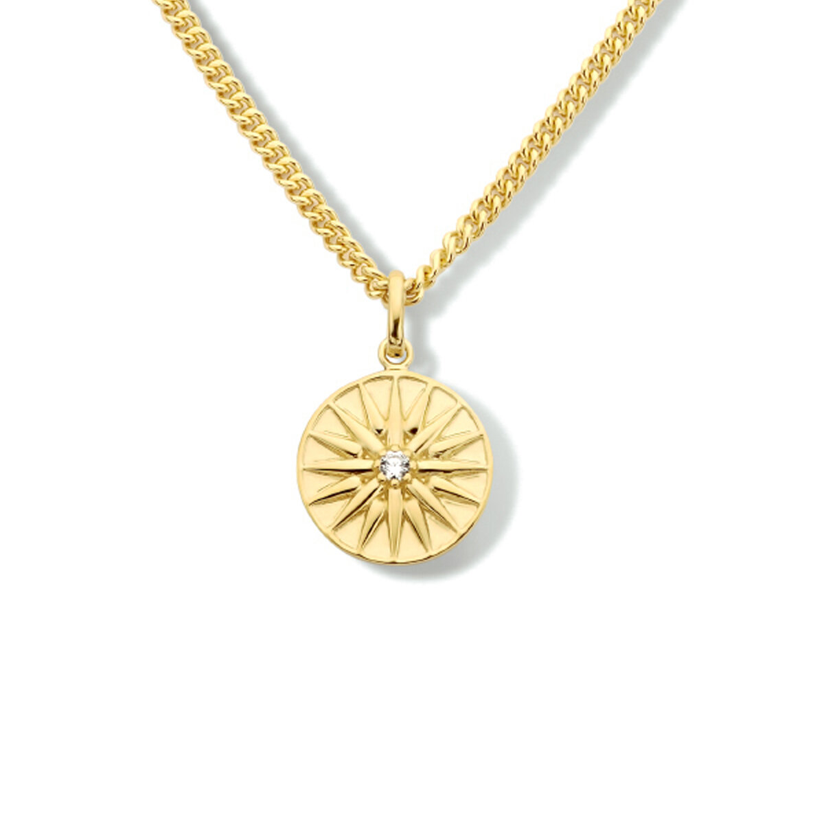 Halsketting gold plated hanger zon zirkonia model FB