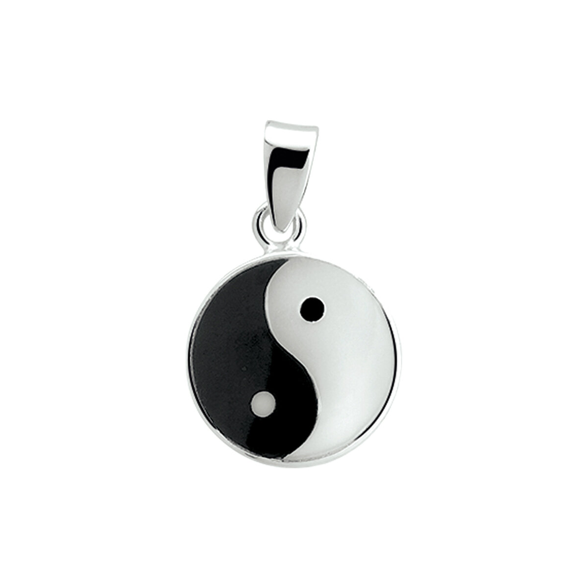 Halsketting 925 zilver hanger emaille Yin Yang model JN