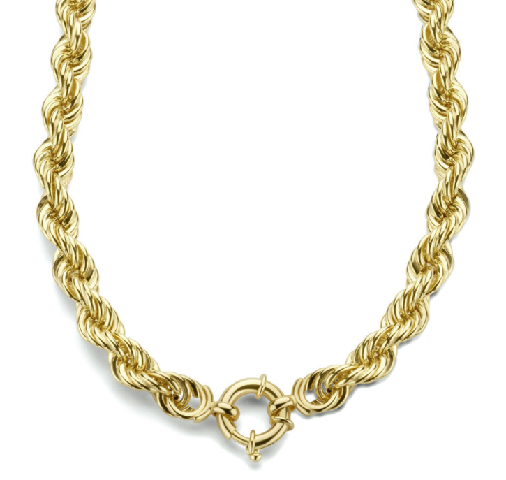 Halsketting gold plated koord schakels groot veerslot model IH