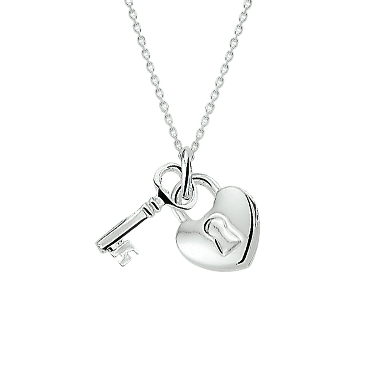 Halsketting 925 zilver hangers hartslot en sleutel model BK