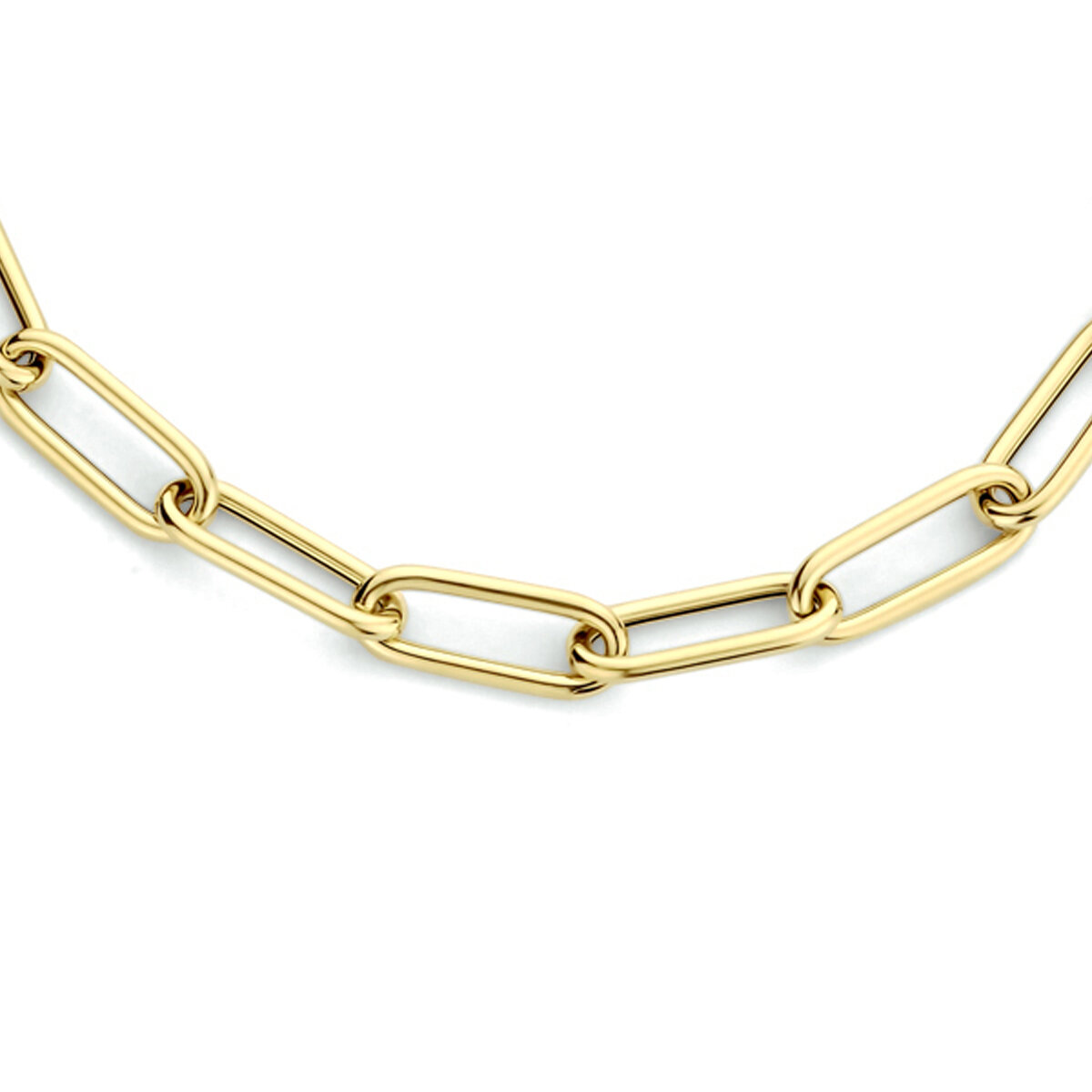 Halsketting 14 karaat goud paperclip 4 mm. model IG