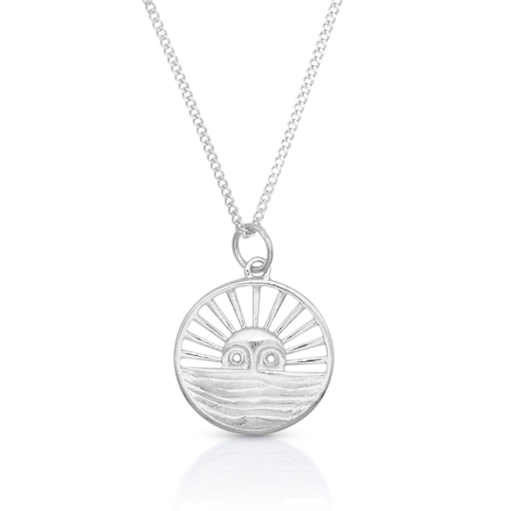 Halsketting 925 zilver hanger rond zonsondergang model GM