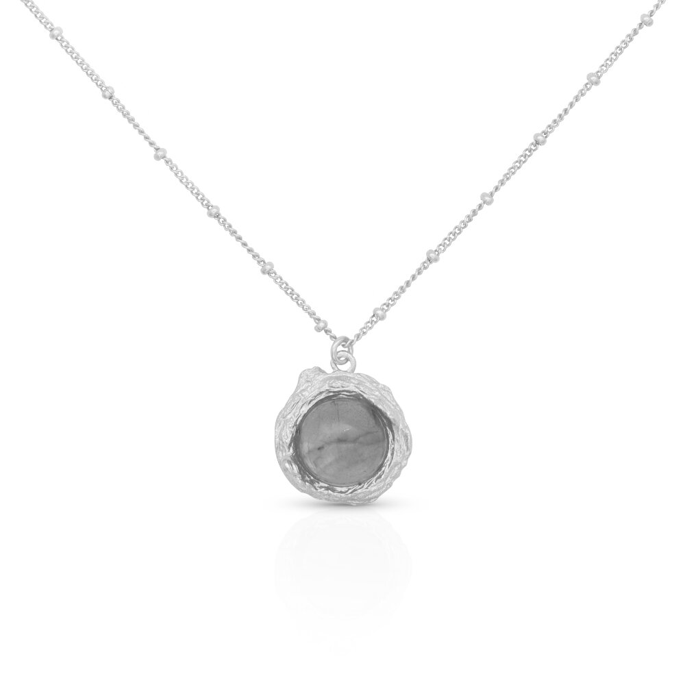 Halsketting 925 zilver hanger zwart kristal model GK