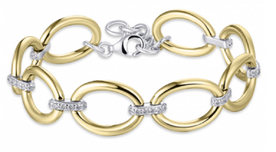 Armband schakels zirkonia gold plated model BA