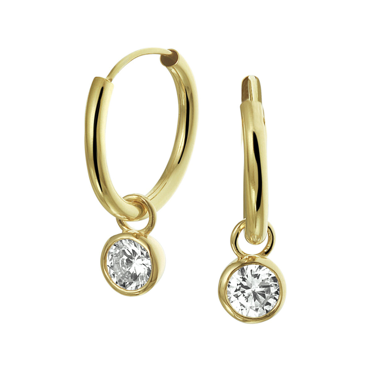 Oorbellen 14 karaat goud hanger briljant model GH