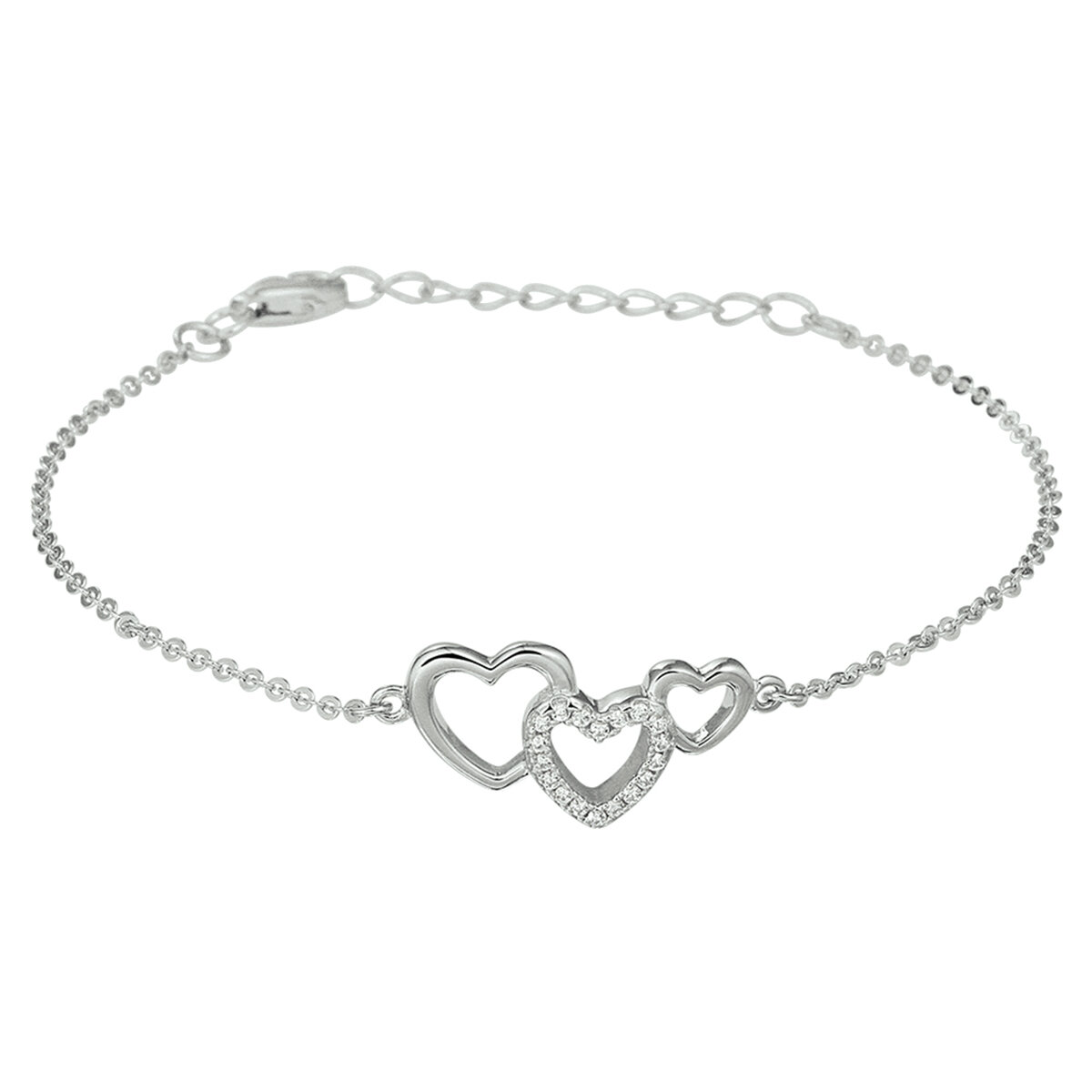 Armband 925 zilver met hartjes en zirkonia model H