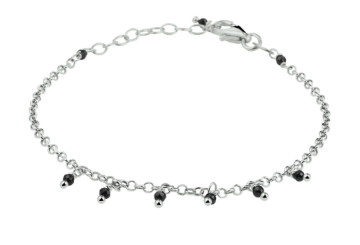 Armband 925 zilver jasseron zwart strass model L