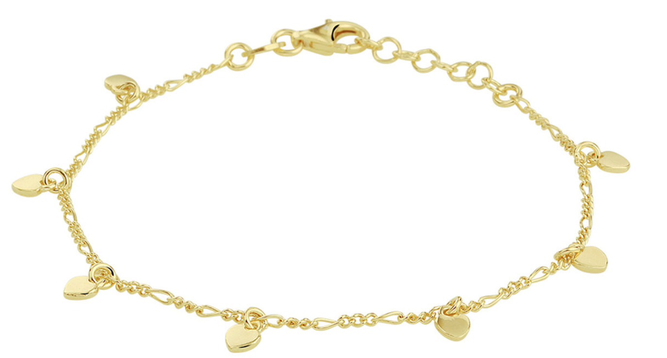 Armband figaro met hartjes gold plated model A