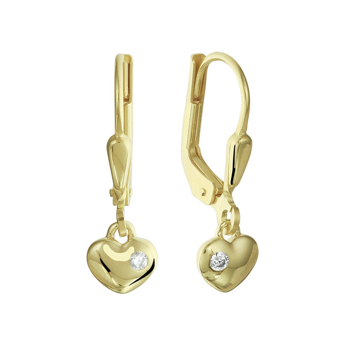 Oorbellen 14 karaat goud hart zirkonia model BR