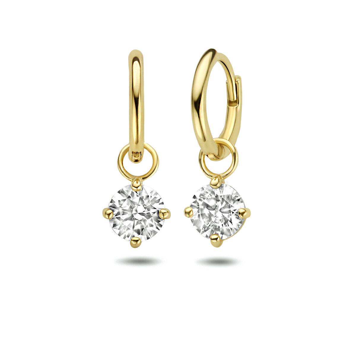 Klapoorringen 14 karaat goud hanger zirkonia model CP